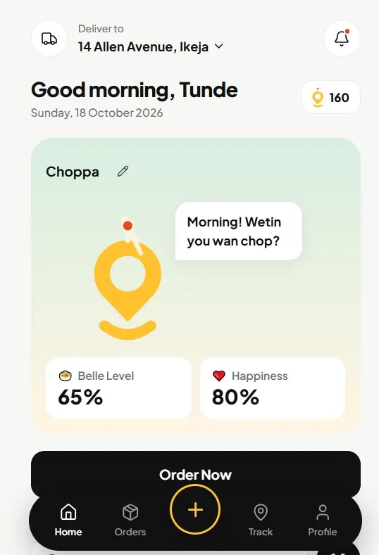 Choppa app home screen
